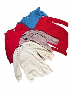 Women’s Crew & Scoop Neck Sweater - Cream, Red, Blue, Pink Options